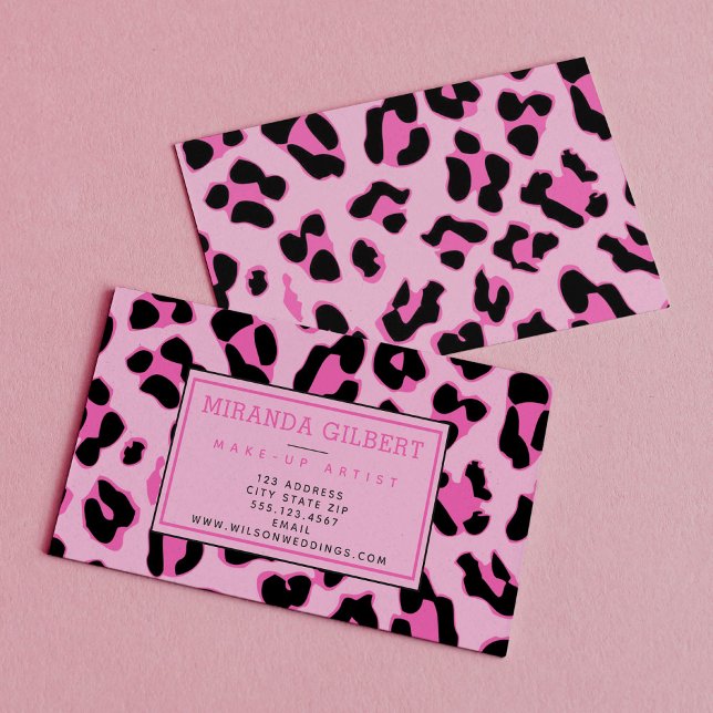 Stylish Pink Leopard Print Business Card (Creator Uploaded)