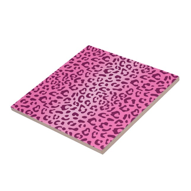 Stylish Pink Leopard Print Ceramic Tile (Side)