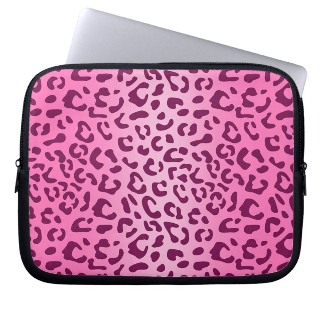 Stylish Pink Leopard Print Laptop Sleeve (Front)