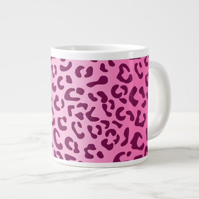 Stylish Pink Leopard Print Large Coffee Mug (Front Right)