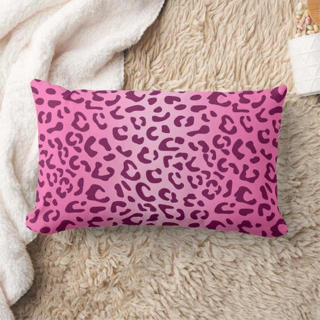 Stylish Pink Leopard Print Lumbar Cushion (Blanket)
