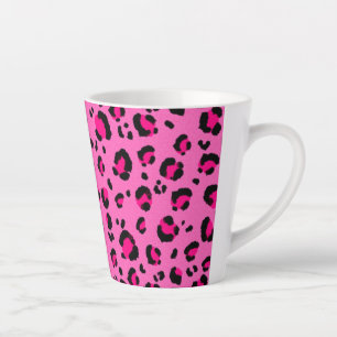Stylish Pink Leopard Print Personalised Latte Mug