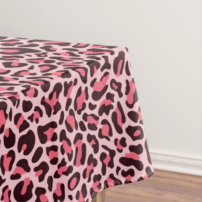 Stylish Pink Leopard Print Tablecloth (In Situ)