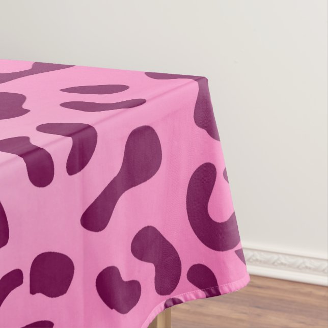Stylish Pink Leopard Print Tablecloth (In Situ)