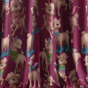 Stylish Pink Llamas Fabric