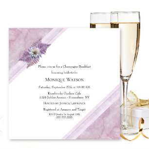 Stylish Pink Marble Champagne Breakfast Invitation