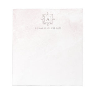 Stylish Pink Marble Monogram Notepad