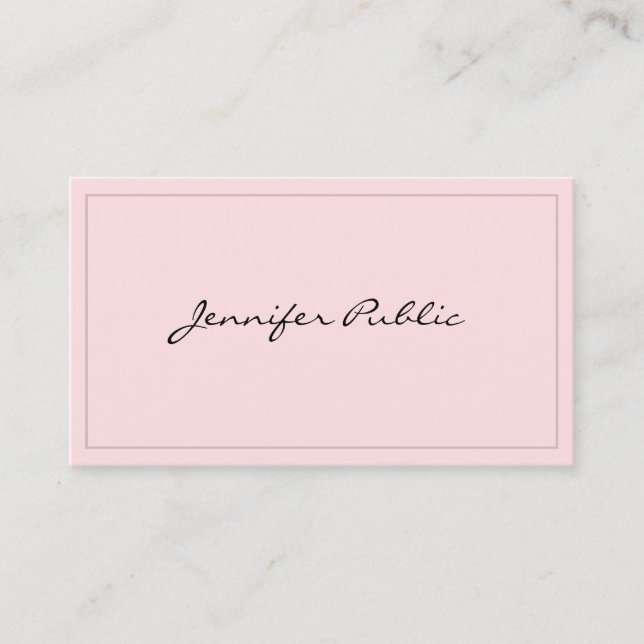 Stylish Pink Minimalist Professional Modern Pretty Business Card (Front)