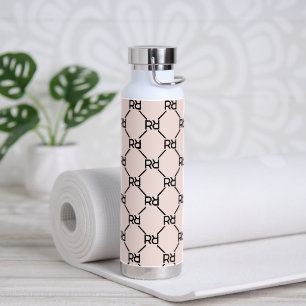 Stylish Pink Modern Script Girly Monogram Initials Water Bottle