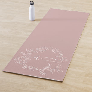 Stylish Pink Modern Script Girly Monogram Name Yoga Mat
