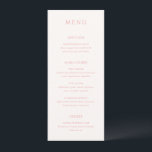 Stylish Pink Modern Wedding Menu<br><div class="desc">Elegant wedding menu featuring a classic design with a simple layout.  Your names and wedding date are prominently displayed in a large traditional serif font on the back.  The simplicity of this design is great for a formal wedding.</div>