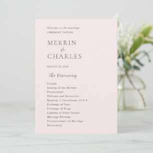 Stylish Pink Modern Wedding Program