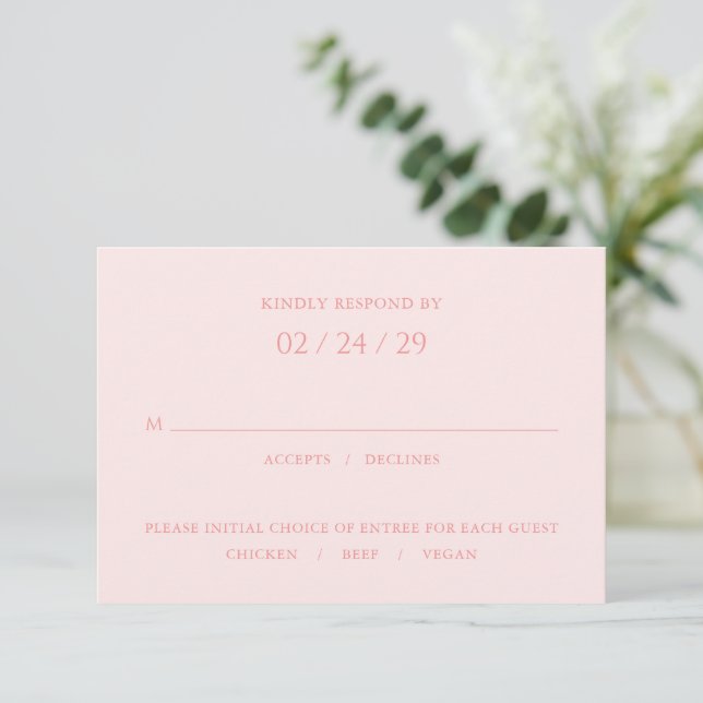Stylish Pink Modern Wedding RSVP Card (Standing Front)