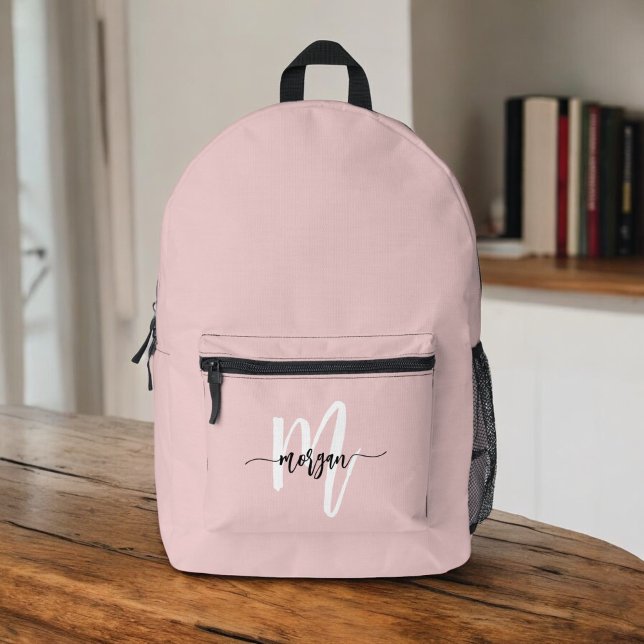 Stylish Pink Monogram Girl&#x27;s Back to School Printed Backpack (Creator Uploaded)