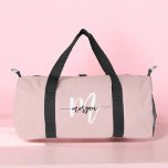Stylish Pink Monogram Name Girl's Script Sports Duffle Bag<br><div class="desc">Upgrade your game with the Stylish Pink Monogram Name Girl's Script Sports Duffle Bag. This fashionable duffle features a chic blush pink design with a personalised script monogram, blending style and functionality. Made from durable, high-quality material, it’s perfect for carrying sports gear, gym essentials, or weekend getaways. The spacious interior...</div>