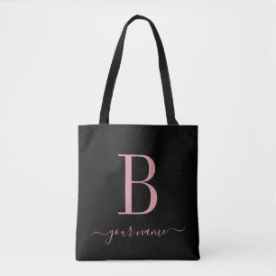 Stylish Pink Monogram Simple, Modern Minimalist  Tote Bag