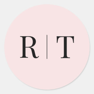 Stylish Pink Monogram Wedding Classic Round Sticker