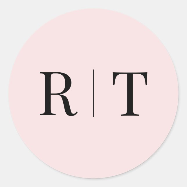 Stylish Pink Monogram Wedding Classic Round Sticker (Front)