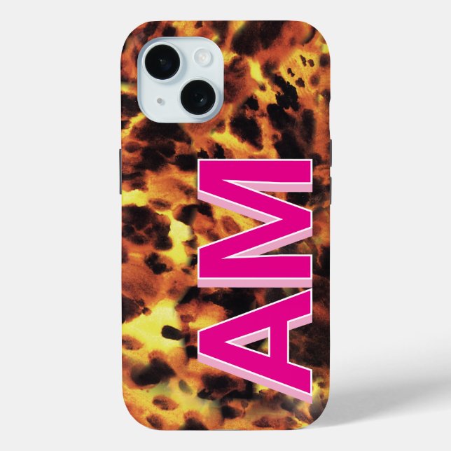 Stylish Pink Monogrammed Tortoiseshell Case-Mate iPhone Case (Back)