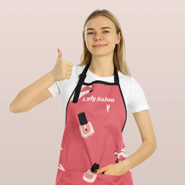 Stylish Pink Nail Artist Beauty Salon Manicurist  Apron (Creator Uploaded)