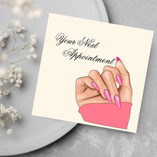 Stylish Pink Nails Artist Appointment Card (Creator Uploaded)