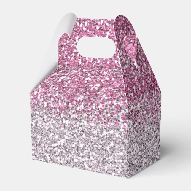 Stylish Pink Ombre Glitter Sparkle Favour Box (Front Side)