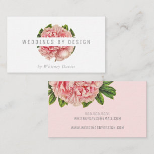 STYLISH PINK PEONY LOGO modern floral flower Business Card