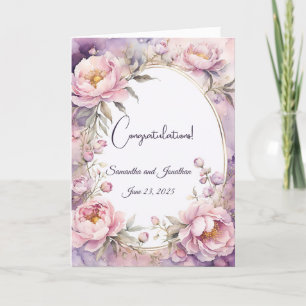 Stylish Pink Peony Watercolor Wedding  Card
