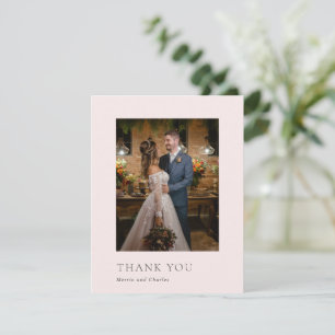 Stylish Pink Photo Modern Wedding Thank You Card