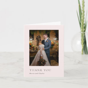 Stylish Pink Photo Modern Wedding Thank You Card