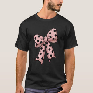 Stylish Pink Polka Dot Bow Retro Coquette inspired T-Shirt