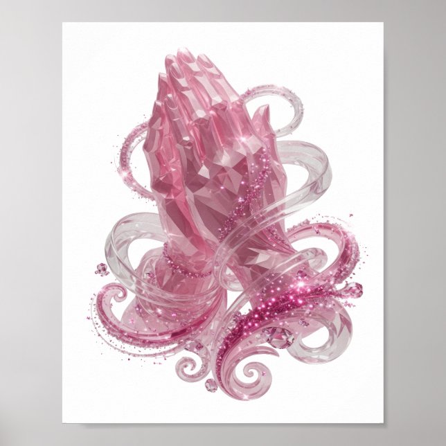 Stylish Pink PRAYING HANDS Poster (Front)