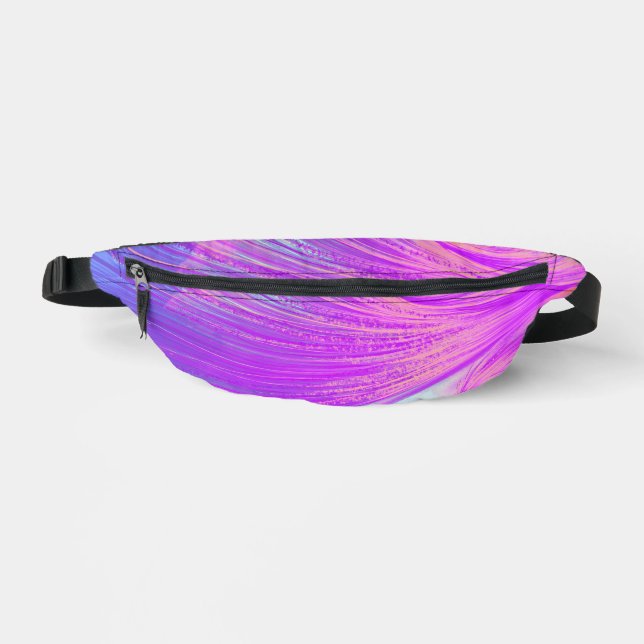 Stylish Pink Purple Abstract Feathers Bum Bags (Front)