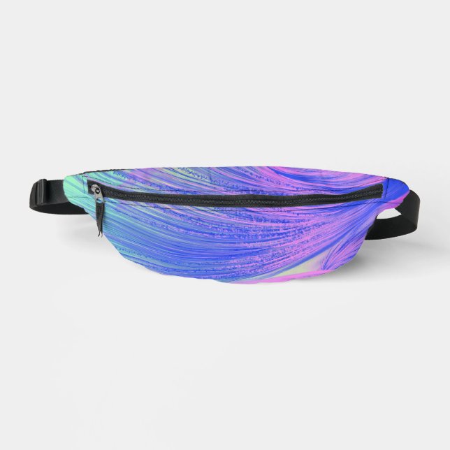 Stylish Pink Purple Abstract Feathers Bum Bags (Front)