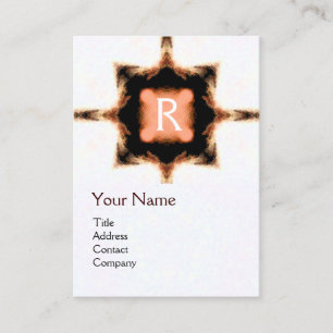 STYLISH PINK RED BROWN SQUARE MONOGRAM White Business Card