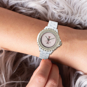 Stylish Pink Rose Gold I Monogram Watch