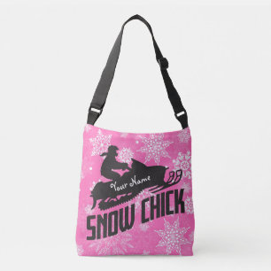 Stylish Pink Snowmobile Snow Chick Crossbody Bag