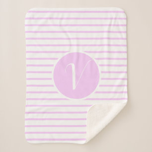 Stylish Pink Stripes V Monogram Throw Blanket