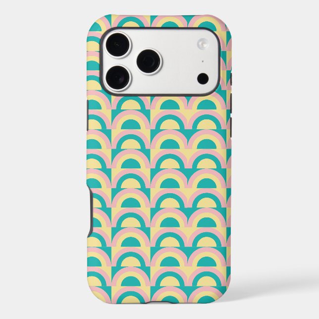 Stylish pink teal and yellow abstract pattern (Back)