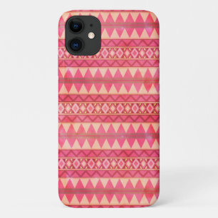 Stylish Pink Tribal Triangle Pattern iPhone 11 Case