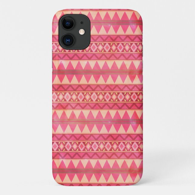 Stylish Pink Tribal Triangle Pattern Case-Mate iPhone Case (Back)