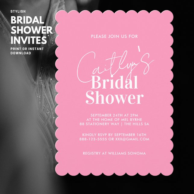 Stylish Pink Typography Bridal Shower Invitation (Creator Uploaded)