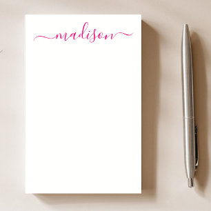 Stylish Pink Typography Script Teacher Name Post-it Notes