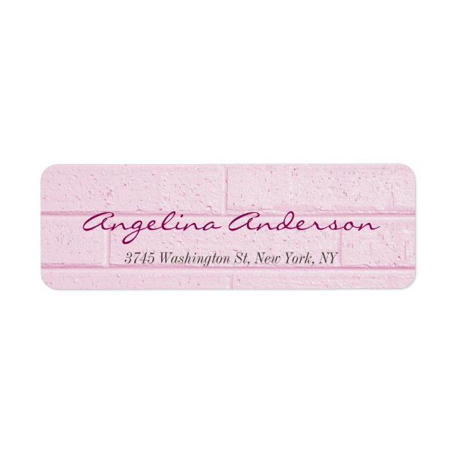 Stylish Pink Wall Handwriting Modern Feminine Return Address Label (Front)