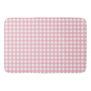 Stylish Pink White Chequered Bathroom Mat