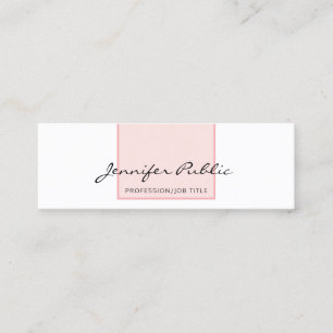 Stylish Pink White Creative Simple Modern Design Mini Business Card