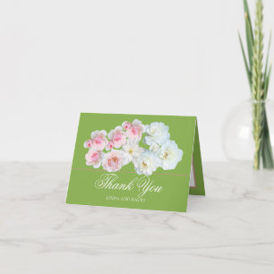 Stylish Pink White Rose & Clematis Chic Thank You  Card