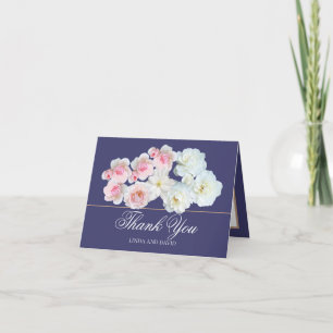 Stylish Pink White Rose & Clematis Chic Thank You Card
