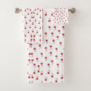 Stylish Pink wildflowers pattern Bath Towel Set