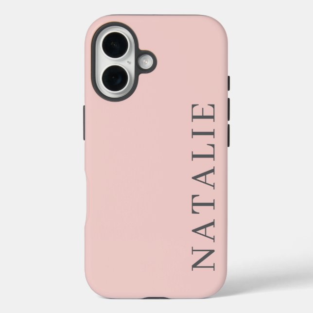 Stylish Pink with Personalised Grey Name  Case-Mate iPhone Case (Back)
